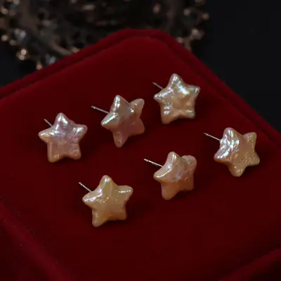 Five-Pointed Star Pearl Earrings S925 Daily Wear