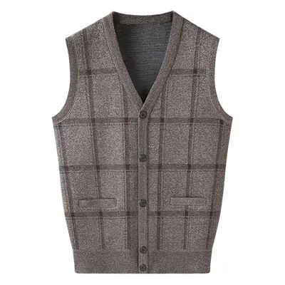 Men's Jacquard Plaid Vest V-Neck Loose Winter Wear