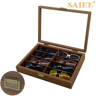 Black Walnut 8-Digit Glasses Storage Box