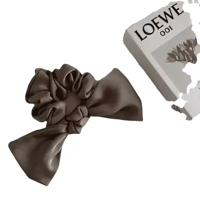Summer Black Bow Satin Hair Ring for Women
