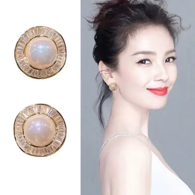 Elegant Micro-inlaid Zircon Pearl Earrings for Women