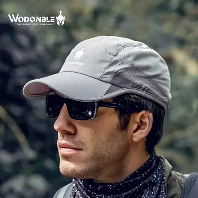 Men's Grey Duck Tongue Sun Hat with Sunglasses