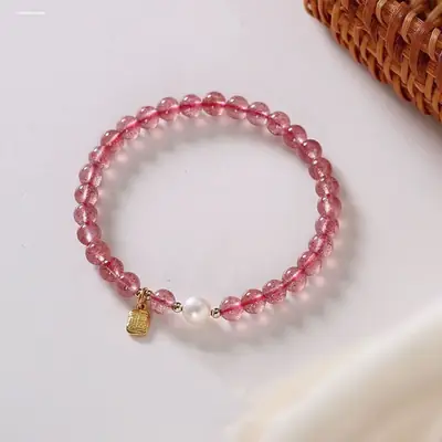 Pink Pearl Crystal Bracelet for Girls