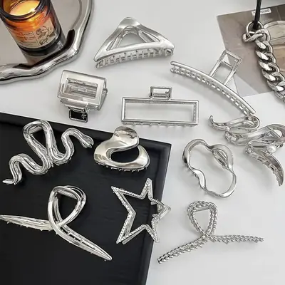 Retro Alloy Star Hairpin Clip Silver High Quality
