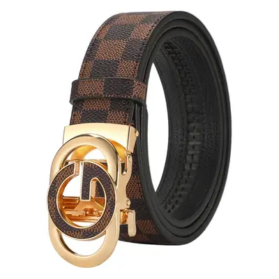 Gold Plated Letter Plaid Men's Belt Business Casual All-match