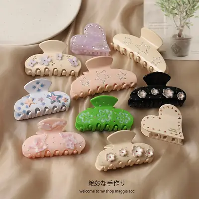 2025 New Acetic Acid Patch Clip Flower Five-pointed Star Hairpin Women's Head Hair Shark Clip Hair Accessories Hairpin