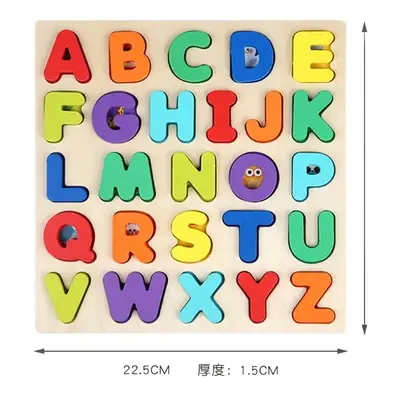 Wooden 26-Word Alphabet Number Puzzle Toy