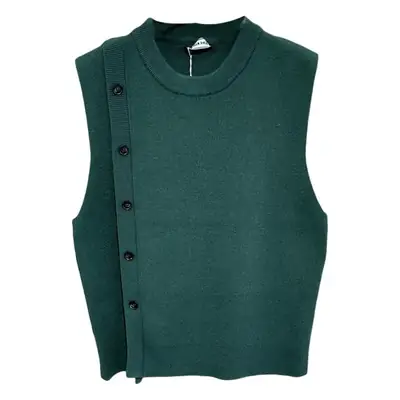 Men Sleeveless Button Pullover Vest Green