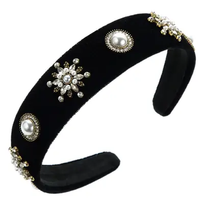Maroon Rhinestone Hair Band with Wide Edge