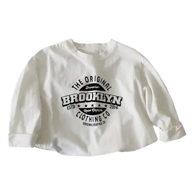 Children Cotton Long Sleeve T-Shirt White Spring Autumn Korean Style