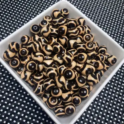 10mm Round Beads Tiger Teeth Tortoise Shell Water Ripple