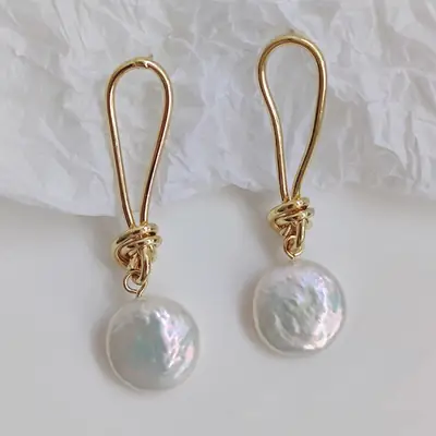 Gold Pearl Drop Earrings for Women