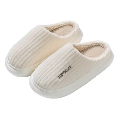New Style Cotton Shoes Autumn and Winter Warm Home Indoor Couple Cotton Slippers Thickened Non-Slip Plush Thick Bottom Striped Cotton Slippers
