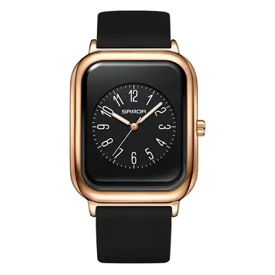 Sanda Square Quartz Watch White Rose Gold Strap