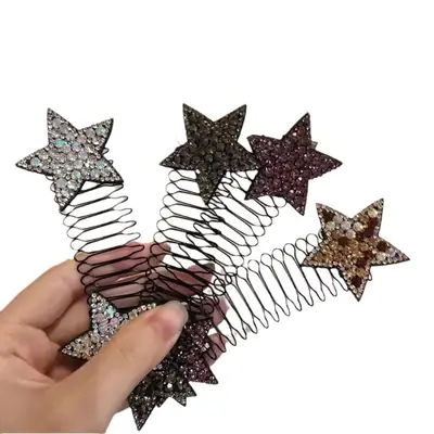 Star-shaped Hair Comb with Rhinestone Accents