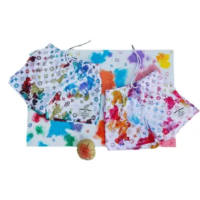 Summer Mesh Casual Shorts for Men Blue Floral Print