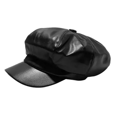 Red Octagonal Puleather Hat for Men Women