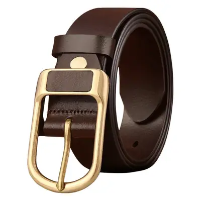 Vintage Brown Leather Belt with Gold Buckle