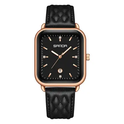 Sanda Square Watch with Leather Strap Waterproof