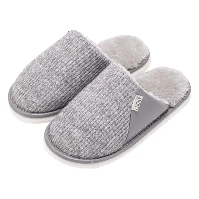 Women Winter Wool Slippers Warm Non-Slip Grey