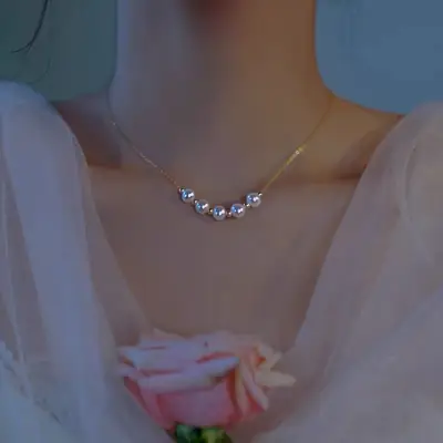 S925 Pearl Necklace with Light Clavicle Chain