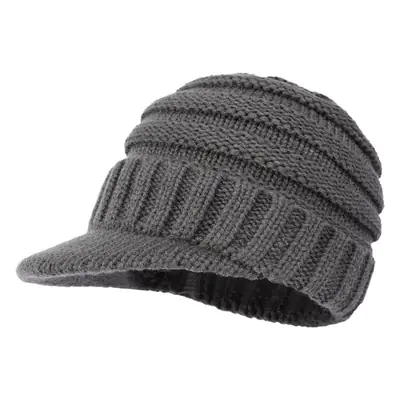 Men's Grey Knitted Beanie with Thermal Cap