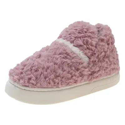 Women's Cream Plush Slip-On Shoes with Full Heel