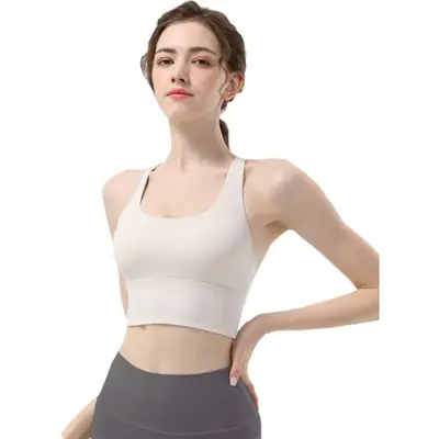 New sports yoga underwear high strength running fitness shockproof bra vest solid cup cross beauty back women