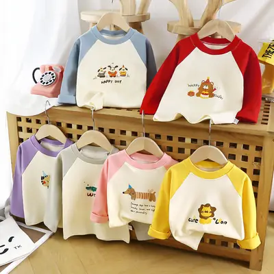 Autumn Long Sleeve T-Shirt Yellow White Kids Cotton