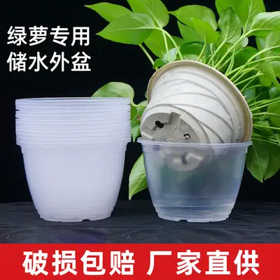 Lazy Flower Pot Automatic Water Absorbing Transparent Green Flower Pot Hydroponic Chlorine Household Flower Pot Balcony Non-watering Outer Pot