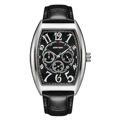 Sanda Six-Hand Waterproof Men's Watch Black Brown White