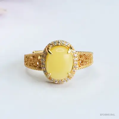 Guan Yu Natural Amber Ring Yellow Beeswax Live Dropshipping