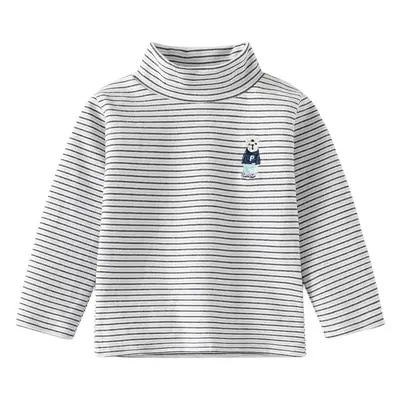 Boys Striped Fleece High Collar T-Shirt 2024