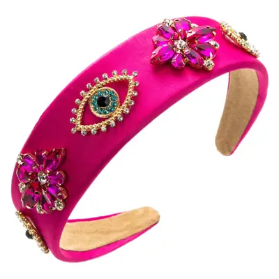 Women's Baroque Diamond Headband with Flower Design