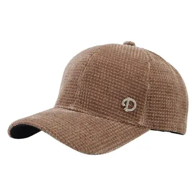 Korean Style Grey Corduroy Baseball Cap with Curved Brim