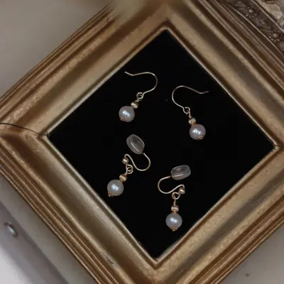 Natural Pearl Earrings Japanese Style All-Match Elegant Daily Ear Hook