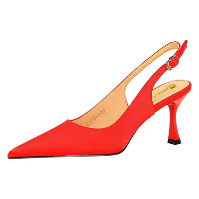 Red Pointed Heel Women's Mules