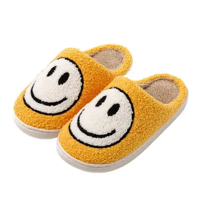 Cross-border popular smiley face cotton slippers men and women couple cotton slippers home indoor cute thick bottom cartoon non-slip slippers