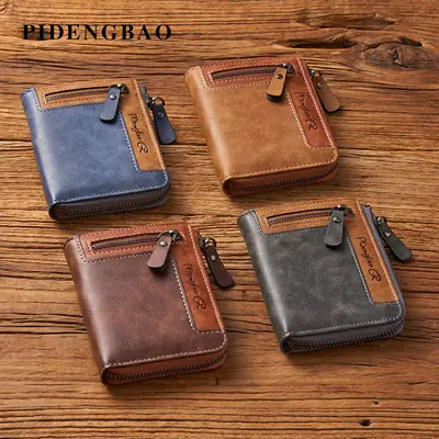 Cross-Border Best-Selling Men's Wallet Vertical Style Business Multi-Functional Large Capacity Casual Retro Zipper Coin Purse Wallet