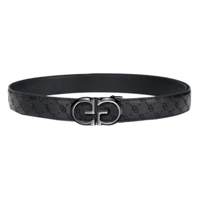 Gold Logo Leather Belt for Men Business Casual