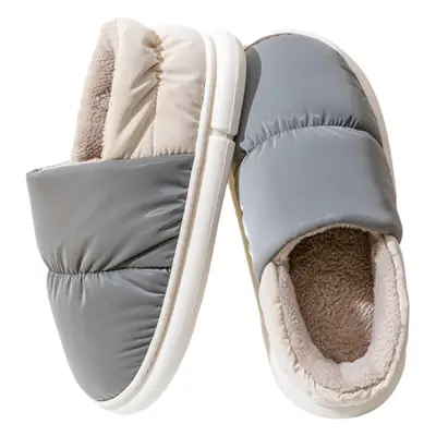 Men's Down Cotton Slippers Winter Indoor Heel Warm Thick Sole Home Waterproof Cotton Shoes for Women