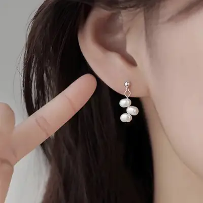 S925 Silver Pearl Drop Earrings for Women