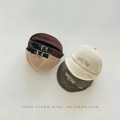 Kids Cream Embroidered Cap Autumn Winter 2025