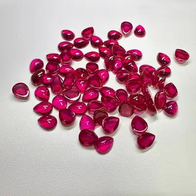 5# Red Artificial Ruby Pear Shaped Denier Rings