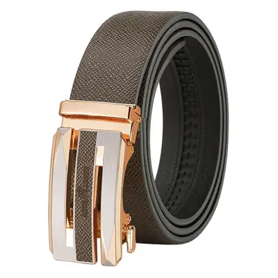 Men's Genuine Leather Belt with Rose Gold Buckle