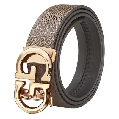Men's Genuine Leather Belt with Gold Buckle