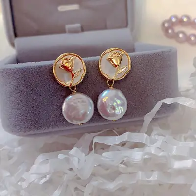 Korean Style Pearl Earrings with Buckle Design