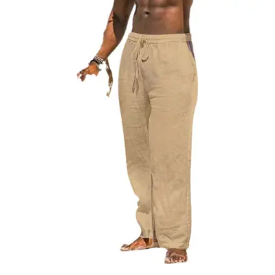 Men Wide Leg Pants Cotton Linen Spring Summer Loose Sweatpants