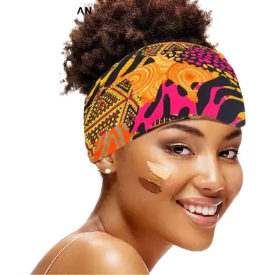 Women's Printed Bow Headband with Wide Elastic Band