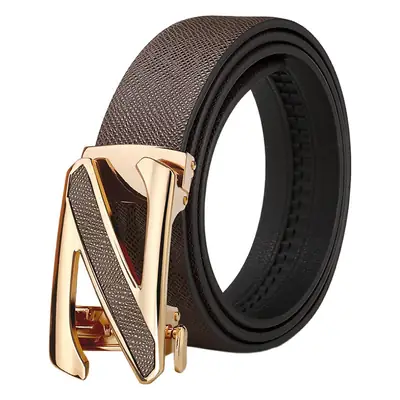 Men's Genuine Leather Automatic Buckle Belt Black
